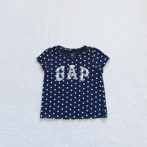 5/$18 Baby Gap Navy Polka Dot Logo Tee Short Sleeve Cotton Crewneck Logo Top 2T